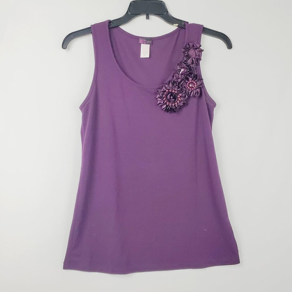 Agenda Womens MEDIUM Purple Sleeveless Blouse Top